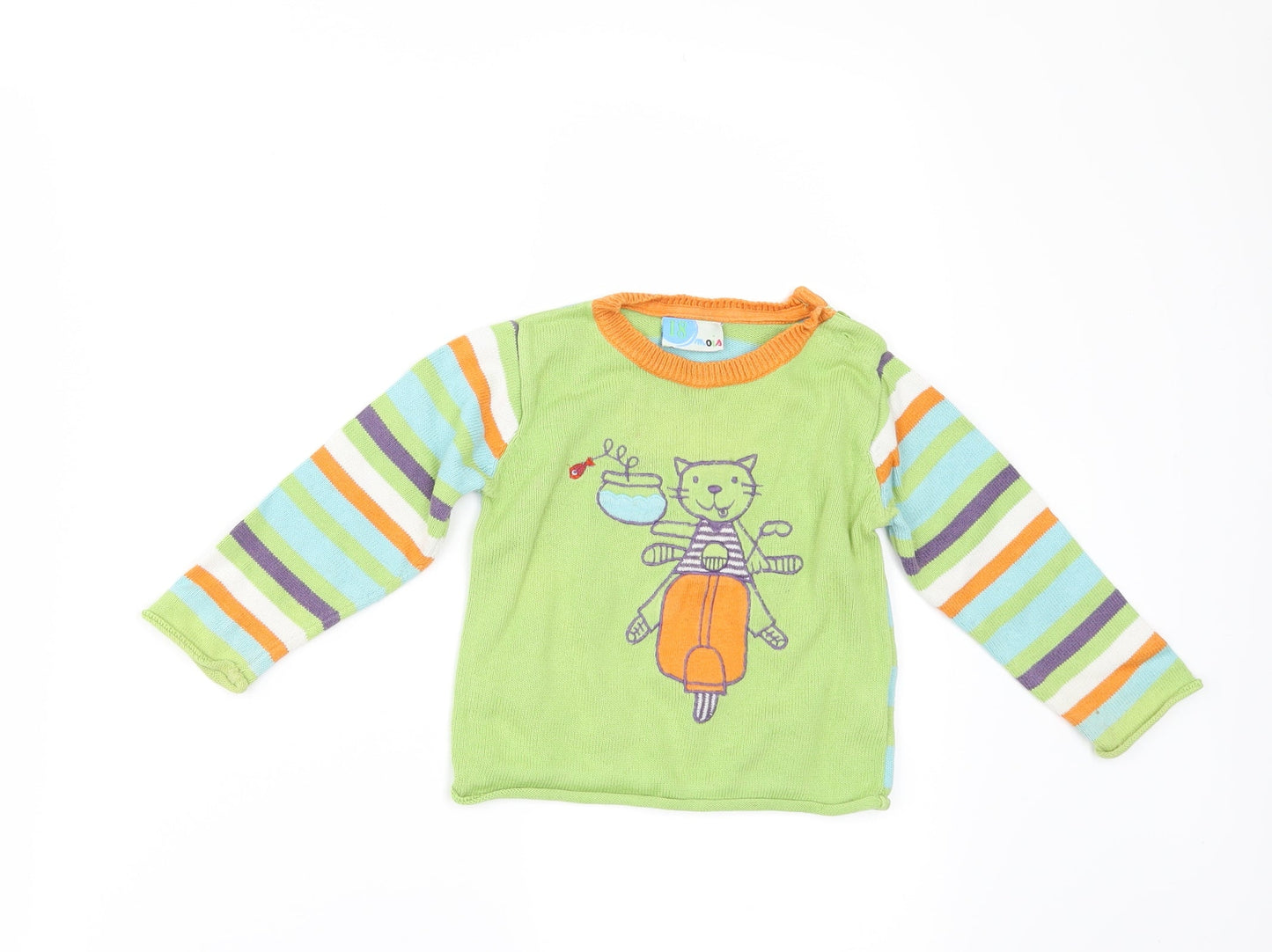 MOIS Baby Green Striped  Pullover Jumper Size 18-24 Months