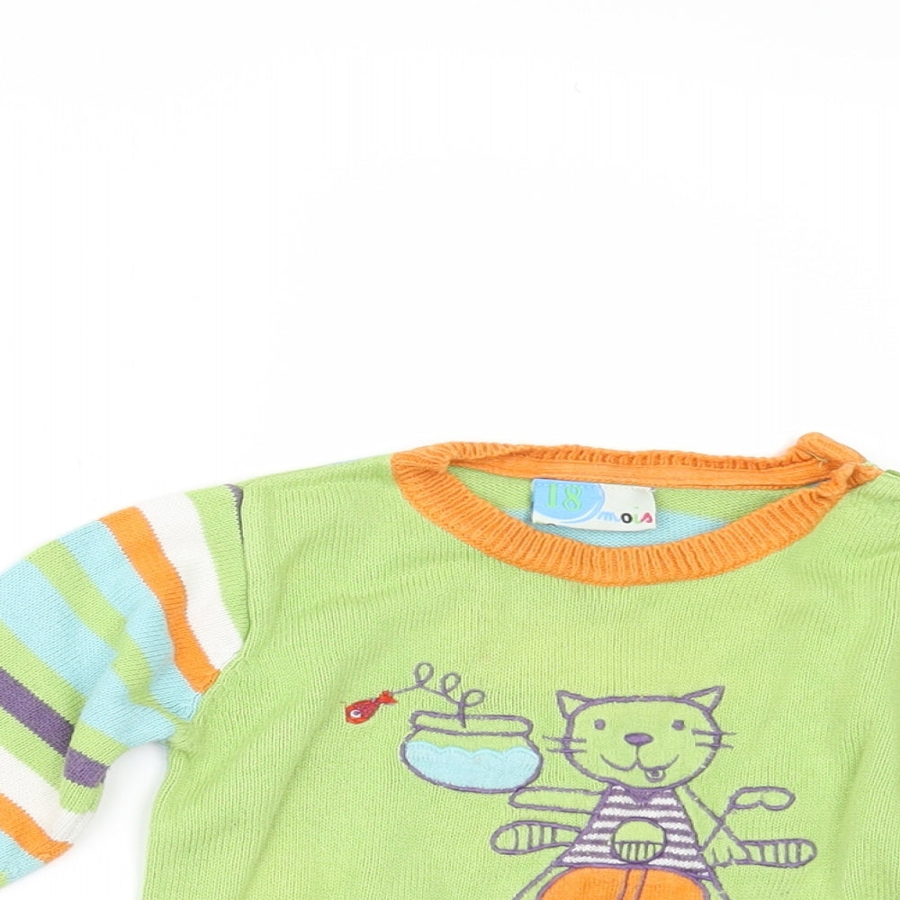 MOIS Baby Green Striped  Pullover Jumper Size 18-24 Months