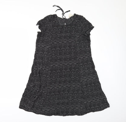 H&M Womens Black Geometric  A-Line  Size 8