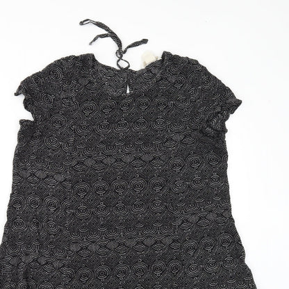 H&M Womens Black Geometric  A-Line  Size 8