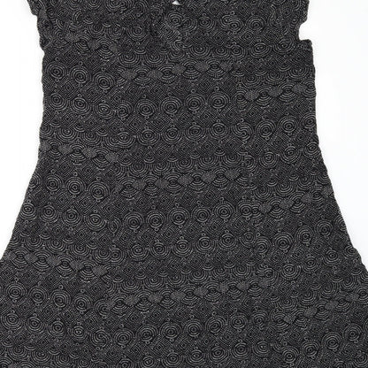 H&M Womens Black Geometric  A-Line  Size 8