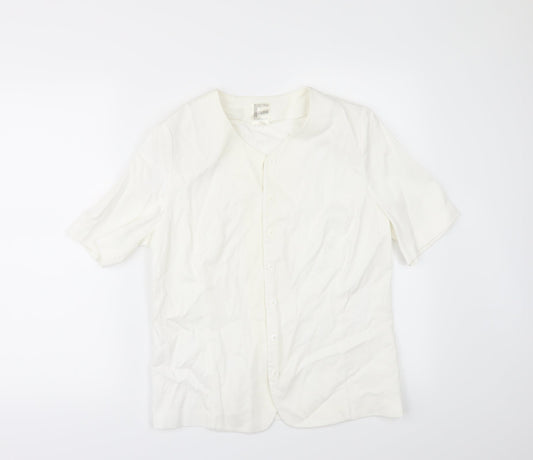 Frank Walder Womens Ivory   Tunic Button-Up Size 10