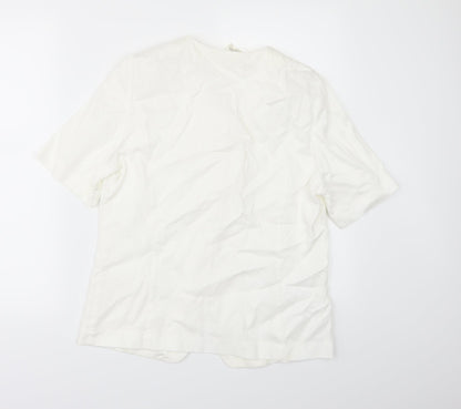 Frankenwalder Womens Ivory   Tunic Button-Up Size 10