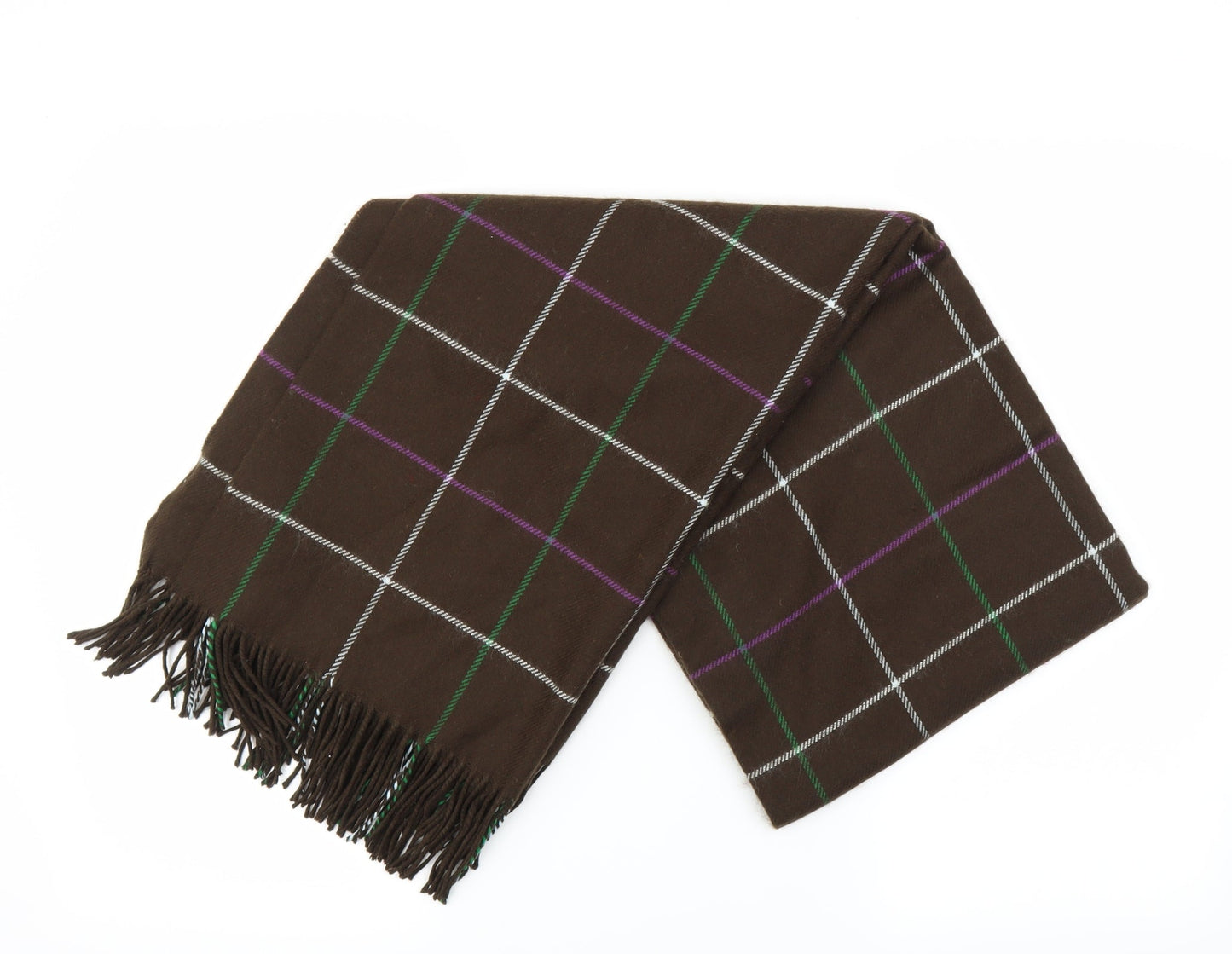 Hawkshead Unisex Brown Plaids & Checks  Rectangle Scarf Scarf One Size