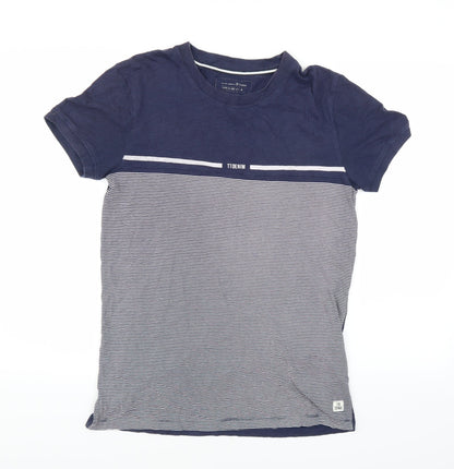 TOM TAILOR Mens Blue Striped   T-Shirt Size S