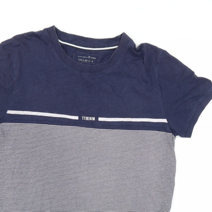 TOM TAILOR Mens Blue Striped   T-Shirt Size S