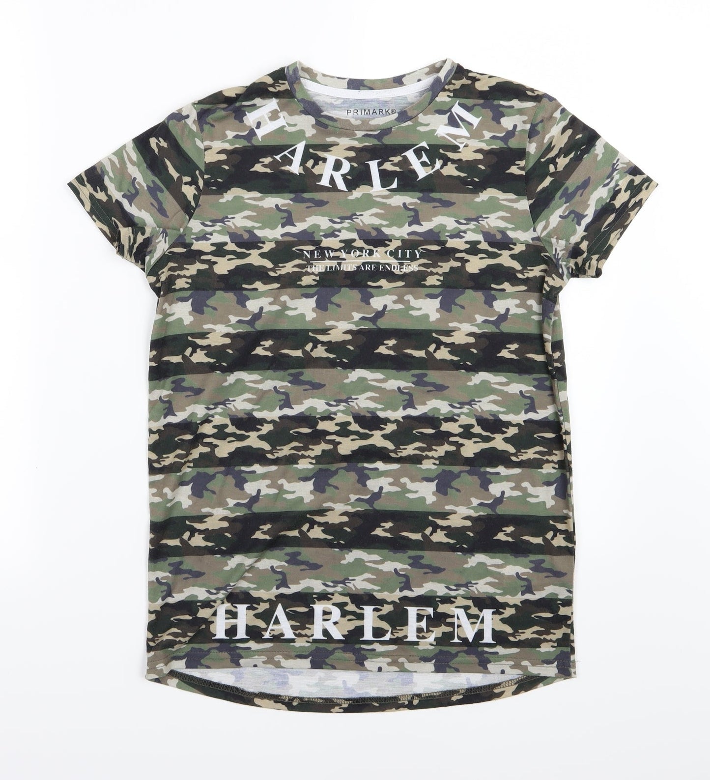 Primark Boys Green Camouflage Jersey Basic T-Shirt Size 11-12 Years  - Harlem