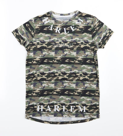Primark Boys Green Camouflage Jersey Basic T-Shirt Size 11-12 Years  - Harlem