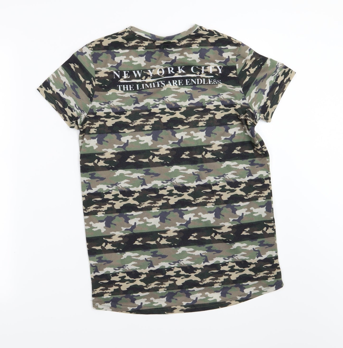Primark Boys Green Camouflage Jersey Basic T-Shirt Size 11-12 Years  - Harlem