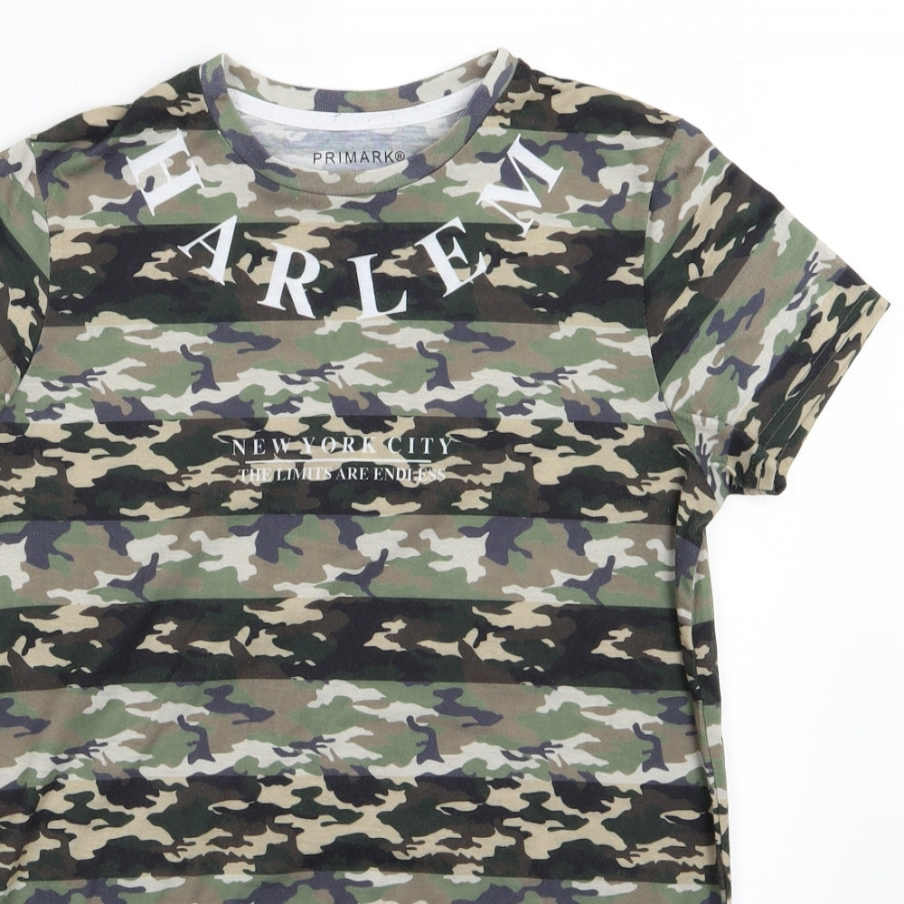 Primark Boys Green Camouflage Jersey Basic T-Shirt Size 11-12 Years  - Harlem