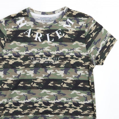 Primark Boys Green Camouflage Jersey Basic T-Shirt Size 11-12 Years  - Harlem