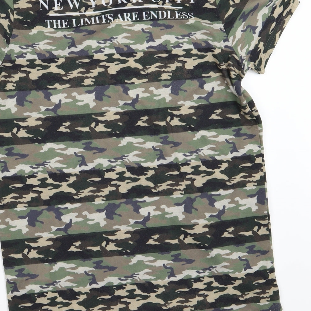 Primark Boys Green Camouflage Jersey Basic T-Shirt Size 11-12 Years  - Harlem