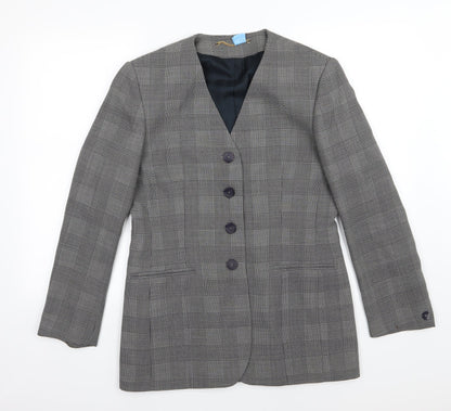 Debenham & Freebody Womens Grey Houndstooth  Jacket Suit Jacket Size 12