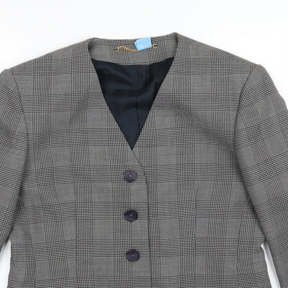 Debenham & Freebody Womens Grey Houndstooth  Jacket Suit Jacket Size 12