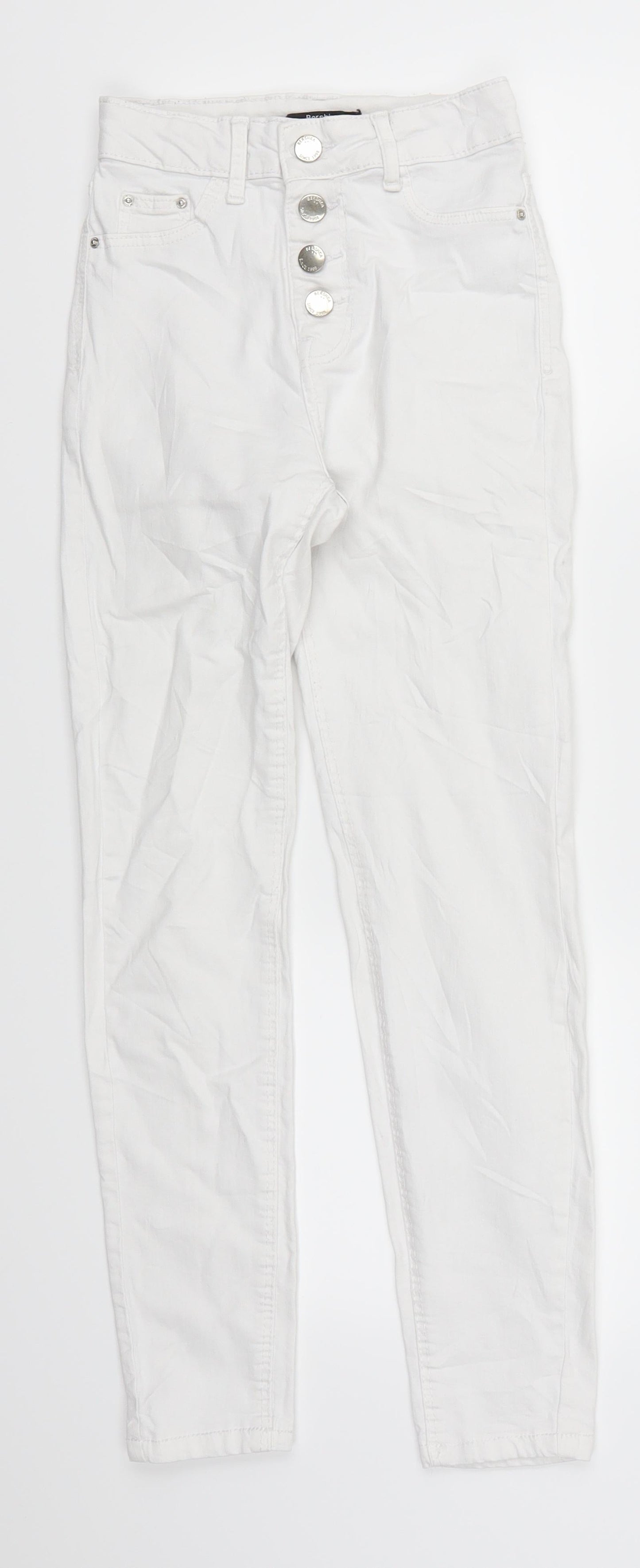 Bershka Womens White  Denim Cropped Jeans Size 6 L25 in