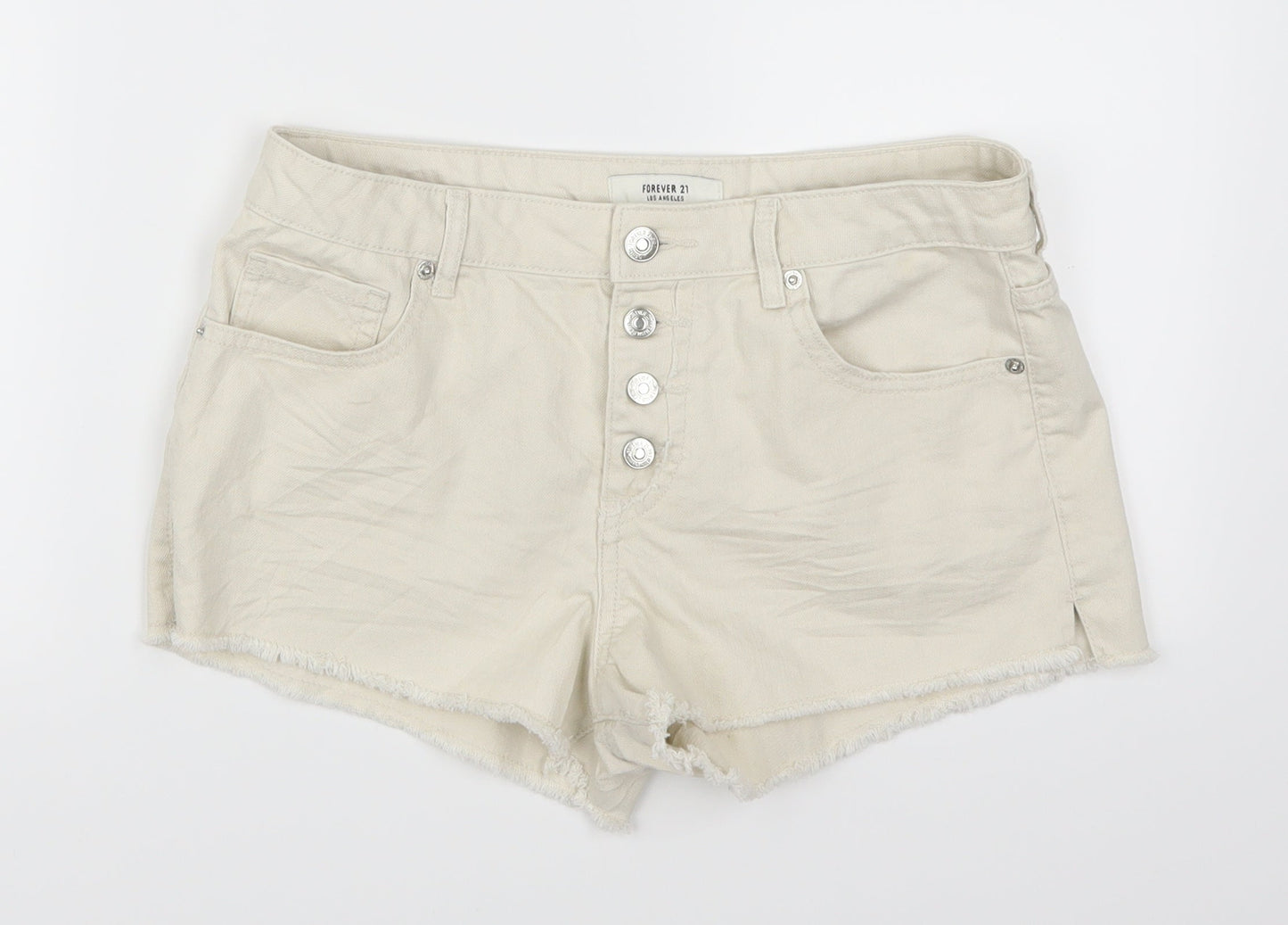 FOREVER 21 Womens Beige  Denim Hot Pants Shorts Size 28 in