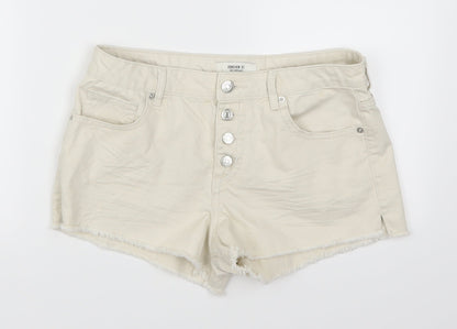 FOREVER 21 Womens Beige  Denim Hot Pants Shorts Size 28 in