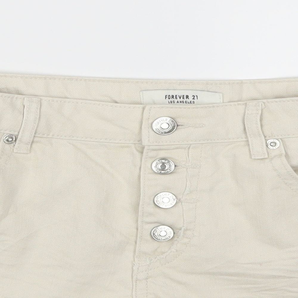 FOREVER 21 Womens Beige  Denim Hot Pants Shorts Size 28 in