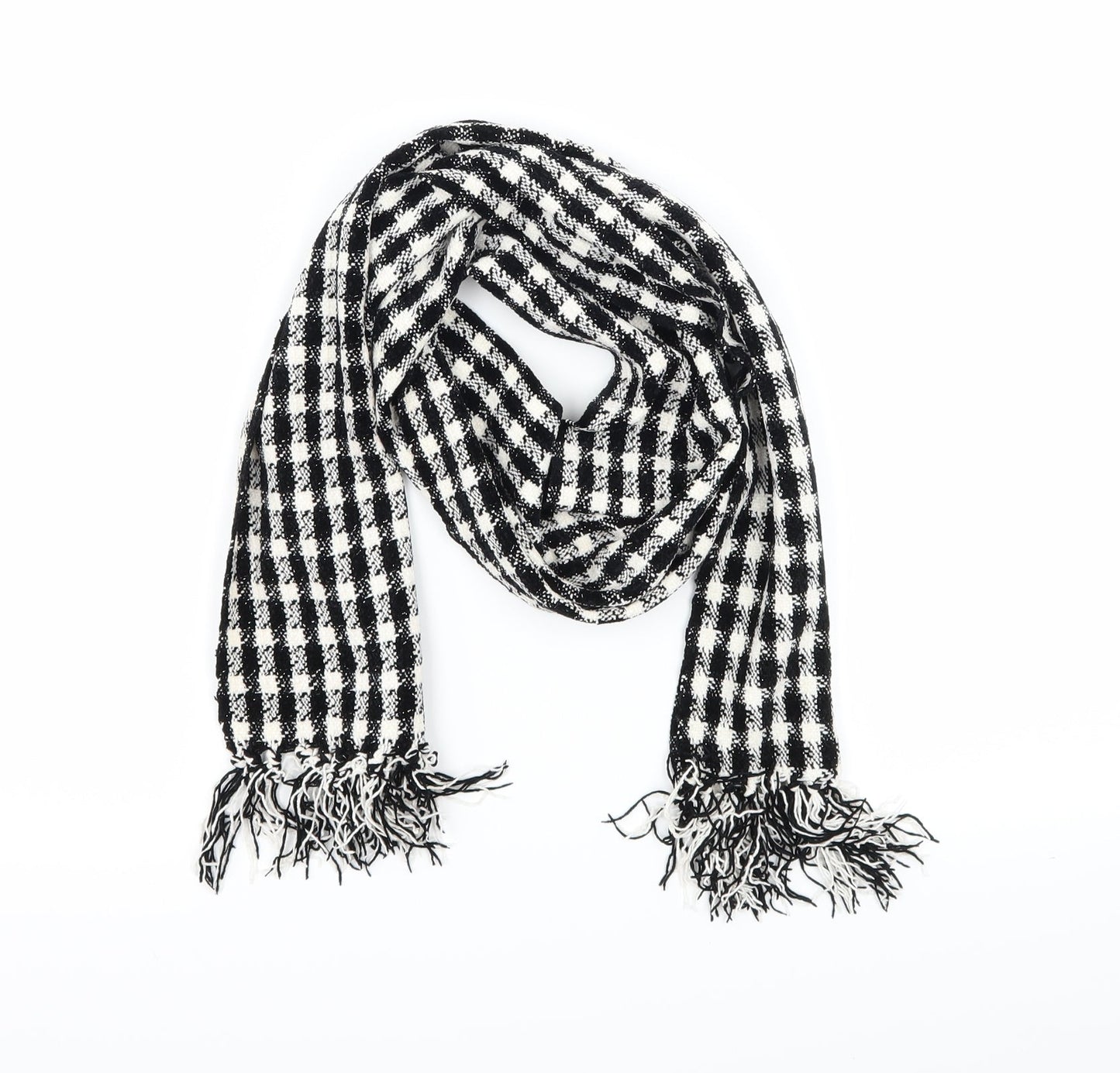Preworn Womens Black Check Knit  Scarf