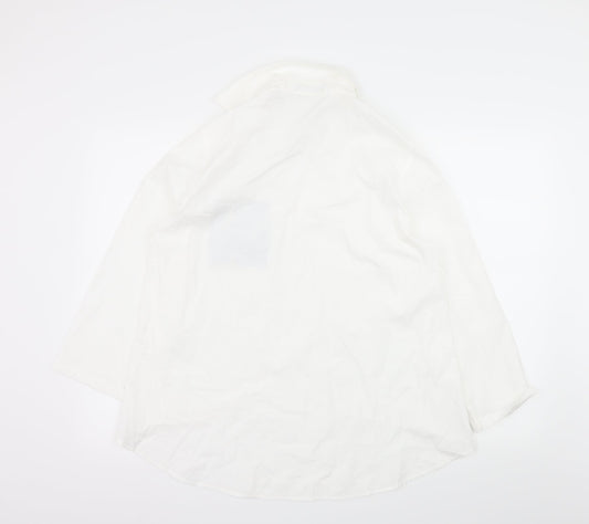 SheIn Womens White Animal Print  Basic Blouse Size M  - Leopard Print Pocket