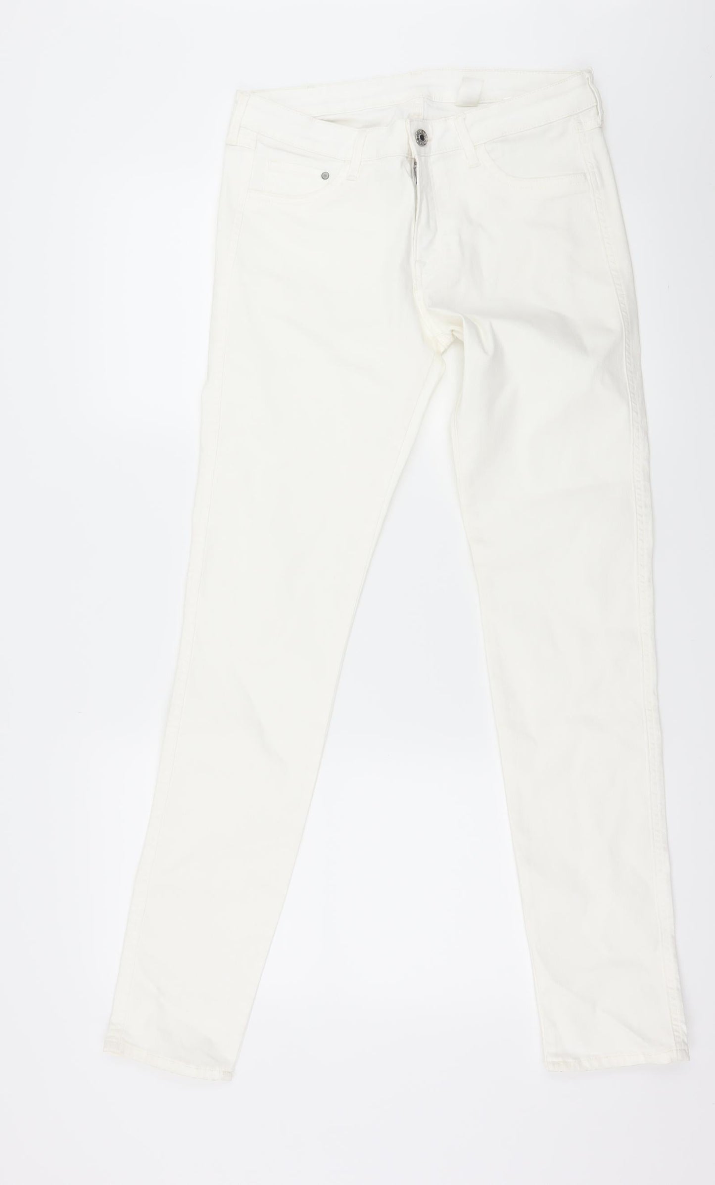 Womens UK Size 29 in H&M Regular Fit Skinny White Jeans