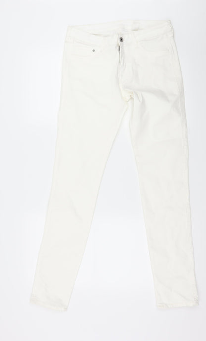 Womens UK Size 29 in H&M Regular Fit Skinny White Jeans