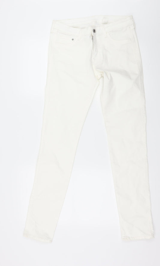 Womens UK Size 29 in H&M Regular Fit Skinny White Jeans