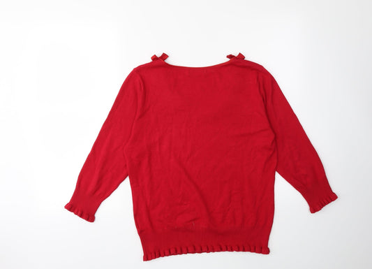 Per Una Womens Red  Knit Pullover Jumper Size 14
