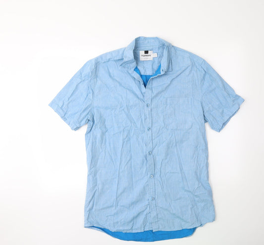 Topman Mens Blue    Button-Up Size L