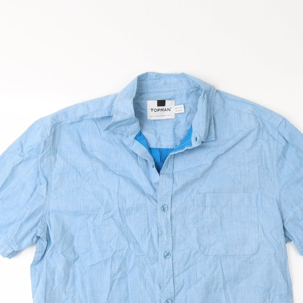 Topman Mens Blue    Button-Up Size L