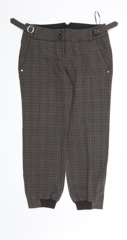 NEXT Womens Brown Check  Trousers  Size 10 L25 in