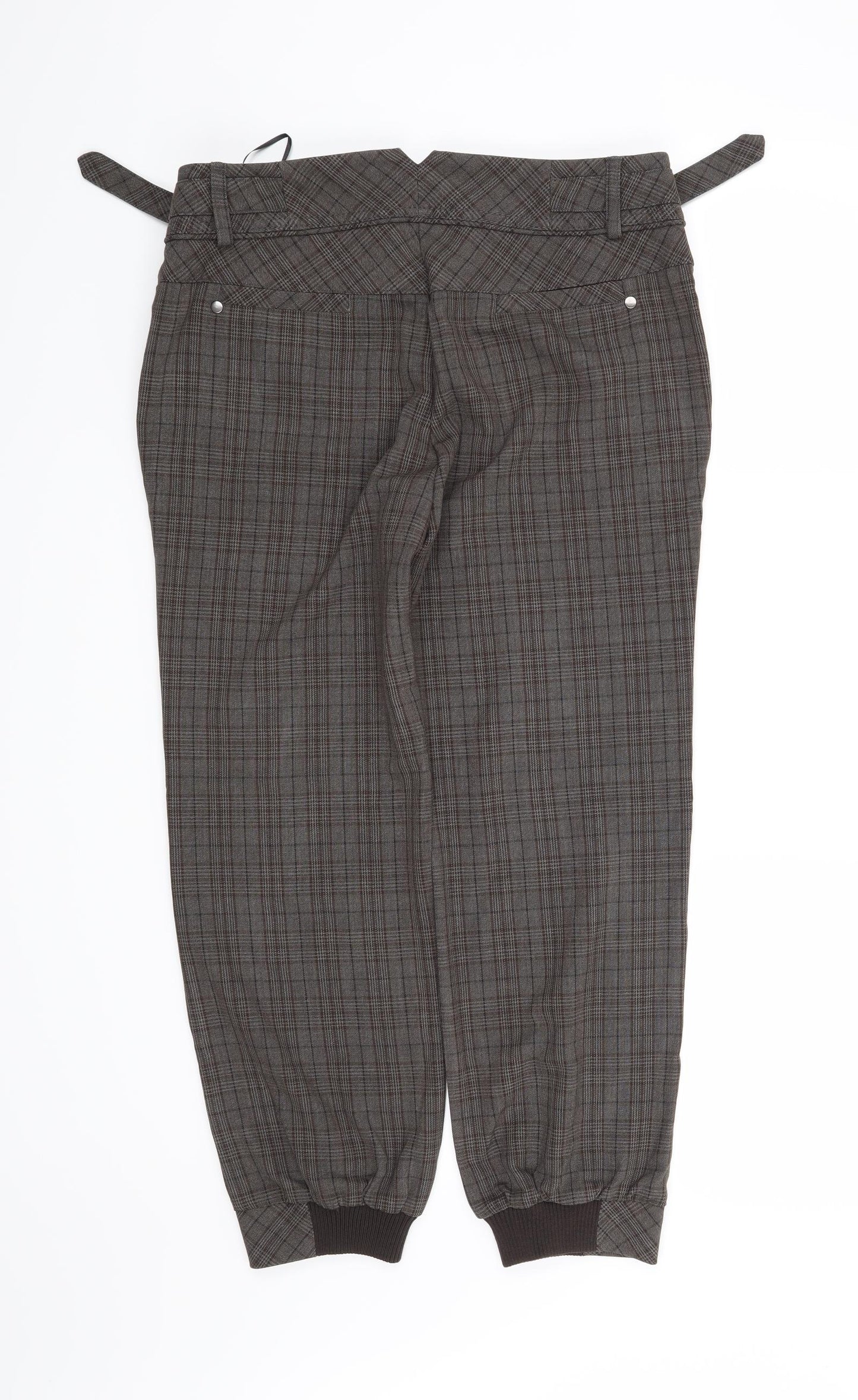 NEXT Womens Brown Check  Trousers  Size 10 L25 in