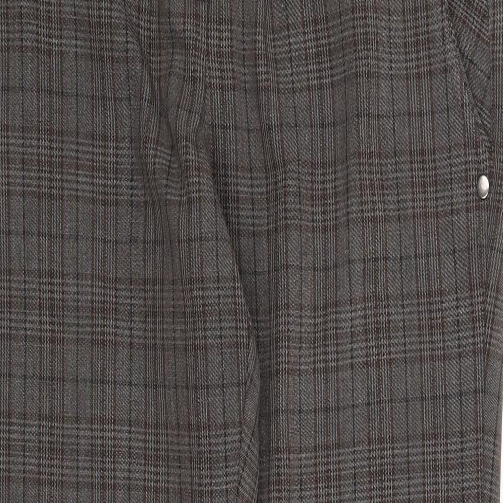 NEXT Womens Brown Check  Trousers  Size 10 L25 in