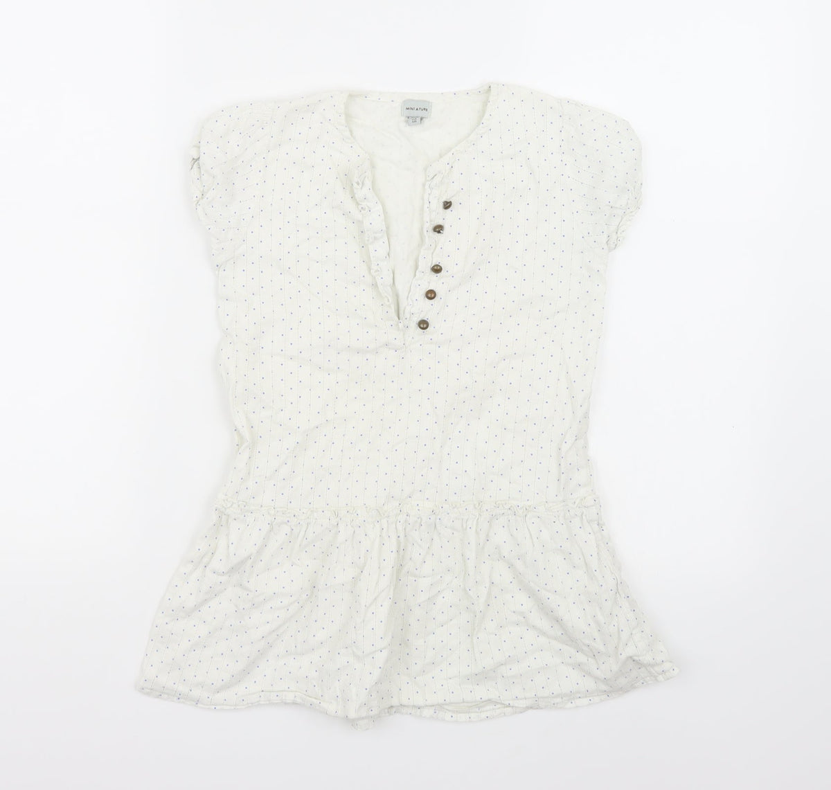 MINI A TURE Womens White Polka Dot  Basic Blouse Size 8