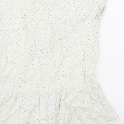 MINI A TURE Womens White Polka Dot  Basic Blouse Size 8