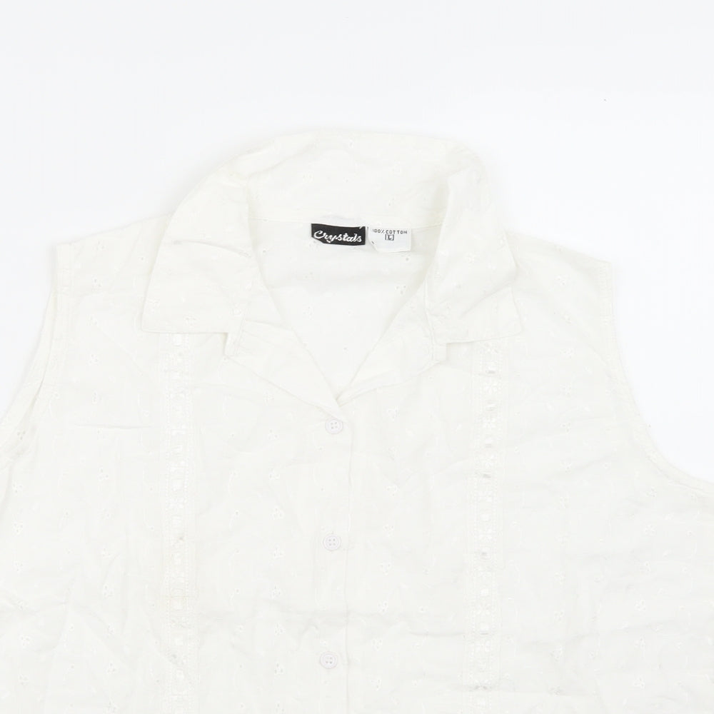 Crystals Womens White   Basic Button-Up Size L