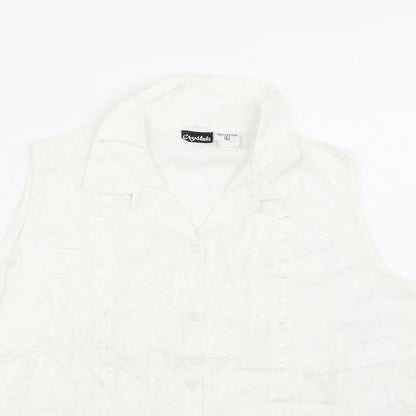 Crystals Womens White   Basic Button-Up Size L