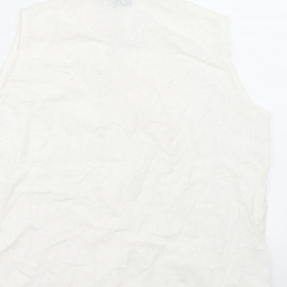 Crystals Womens White   Basic Button-Up Size L