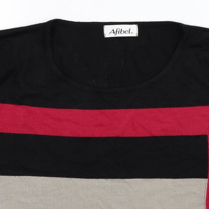 Afibel Womens Multicoloured Geometric Knit Pullover Jumper Size 20