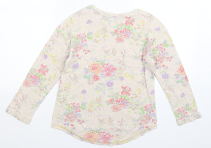 NEXT Girls Beige Floral  Pullover Sweatshirt Size 9 Years