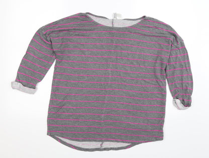 Divided Womens Grey Striped  Pullover Sweatshirt Size L