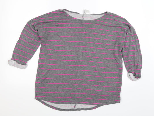 Divided Womens Grey Striped  Pullover Sweatshirt Size L