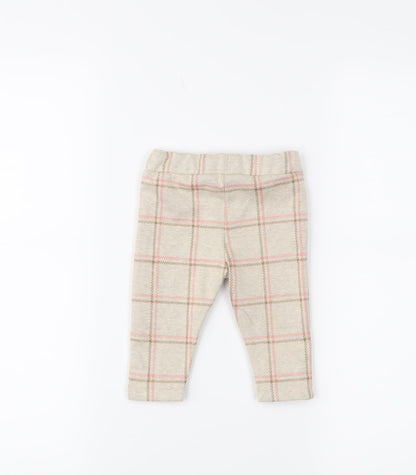 Nutmeg Girls Beige Check  Cropped Leggings Size 3-6 Months