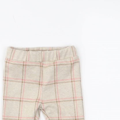 Nutmeg Girls Beige Check  Cropped Leggings Size 3-6 Months