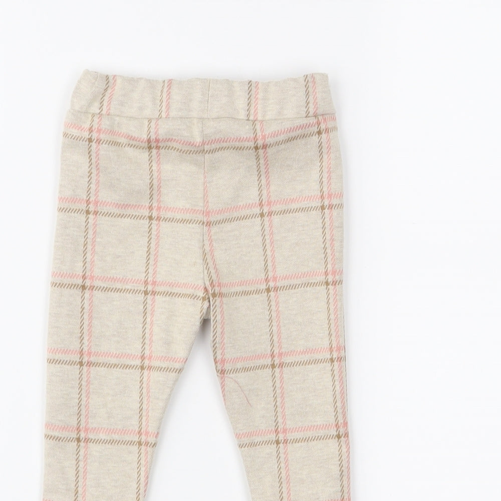 Nutmeg Girls Beige Check  Cropped Leggings Size 3-6 Months