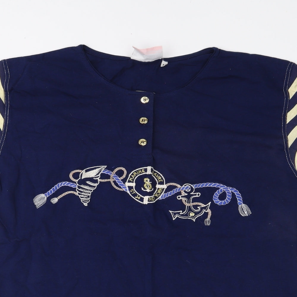 raxsta Womens Blue Striped  Basic T-Shirt Size S