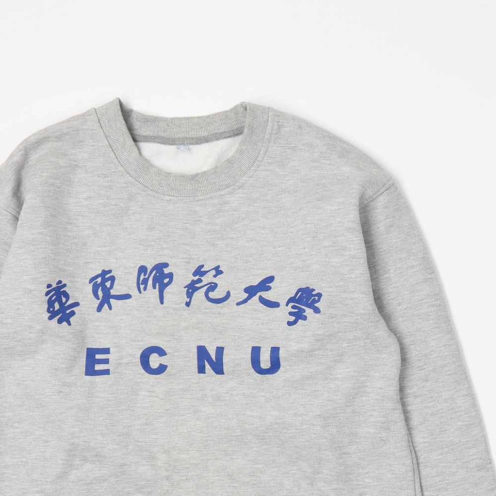 Womens Grey  Jersey Pullover Sweatshirt Size L