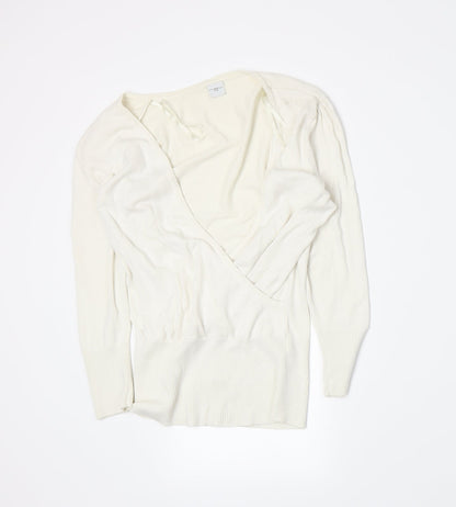 New Look Womens White  Knit Pullover Jumper Size 10