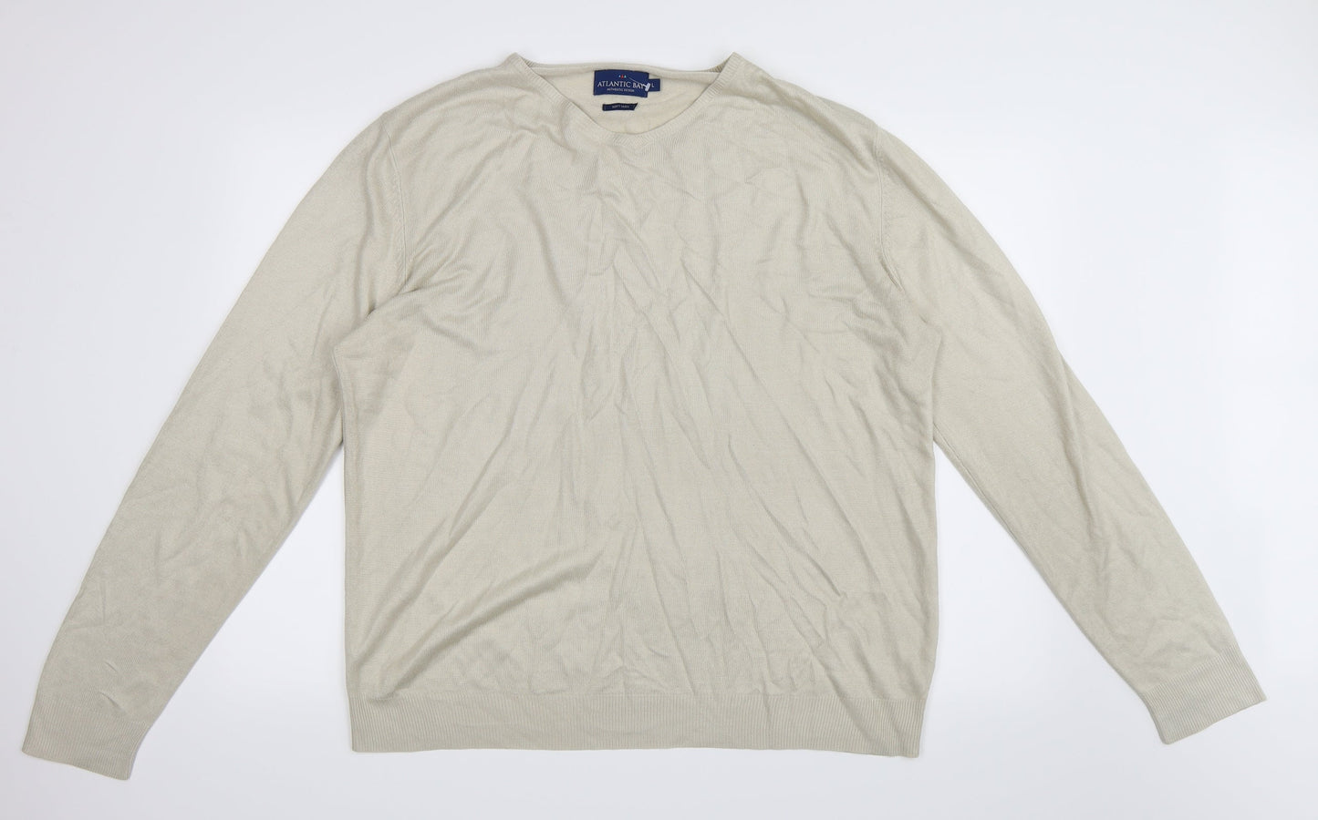 Atlantic Bay Mens Beige   Pullover Jumper Size L