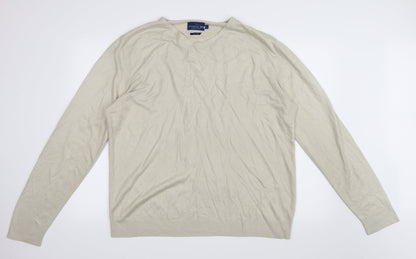 Atlantic Bay Mens Beige   Pullover Jumper Size L
